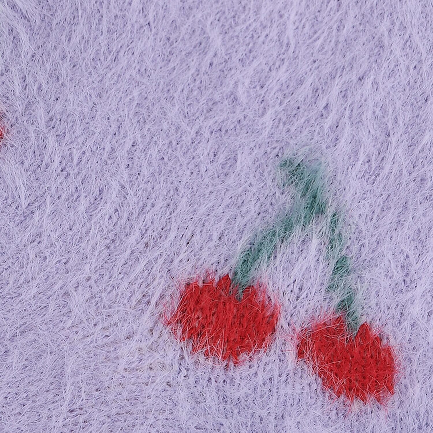 LIVMORE Cherry Print Sherpa-Lined Thermal Fleece Socks (One Size) - Purple