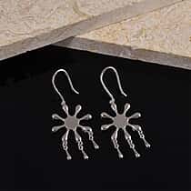 LucyQ Splash Collection - Rhodium Overlay Sterling Silver Earring with Hook, Silver Wt. 5.25 Gms.