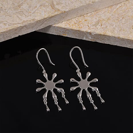LucyQ Splash Collection - Rhodium Overlay Sterling Silver Earring with Hook, Silver Wt. 5.25 Gms.