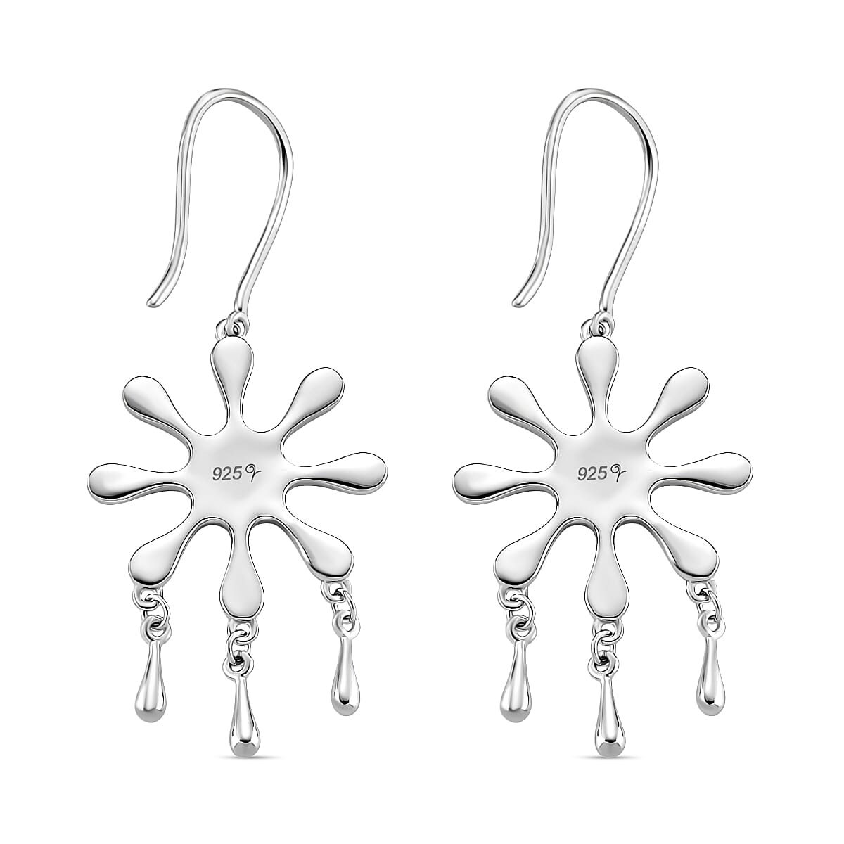 LucyQ Splash Collection - Rhodium Overlay Sterling Silver Earring with Hook, Silver Wt. 5.25 Gms.