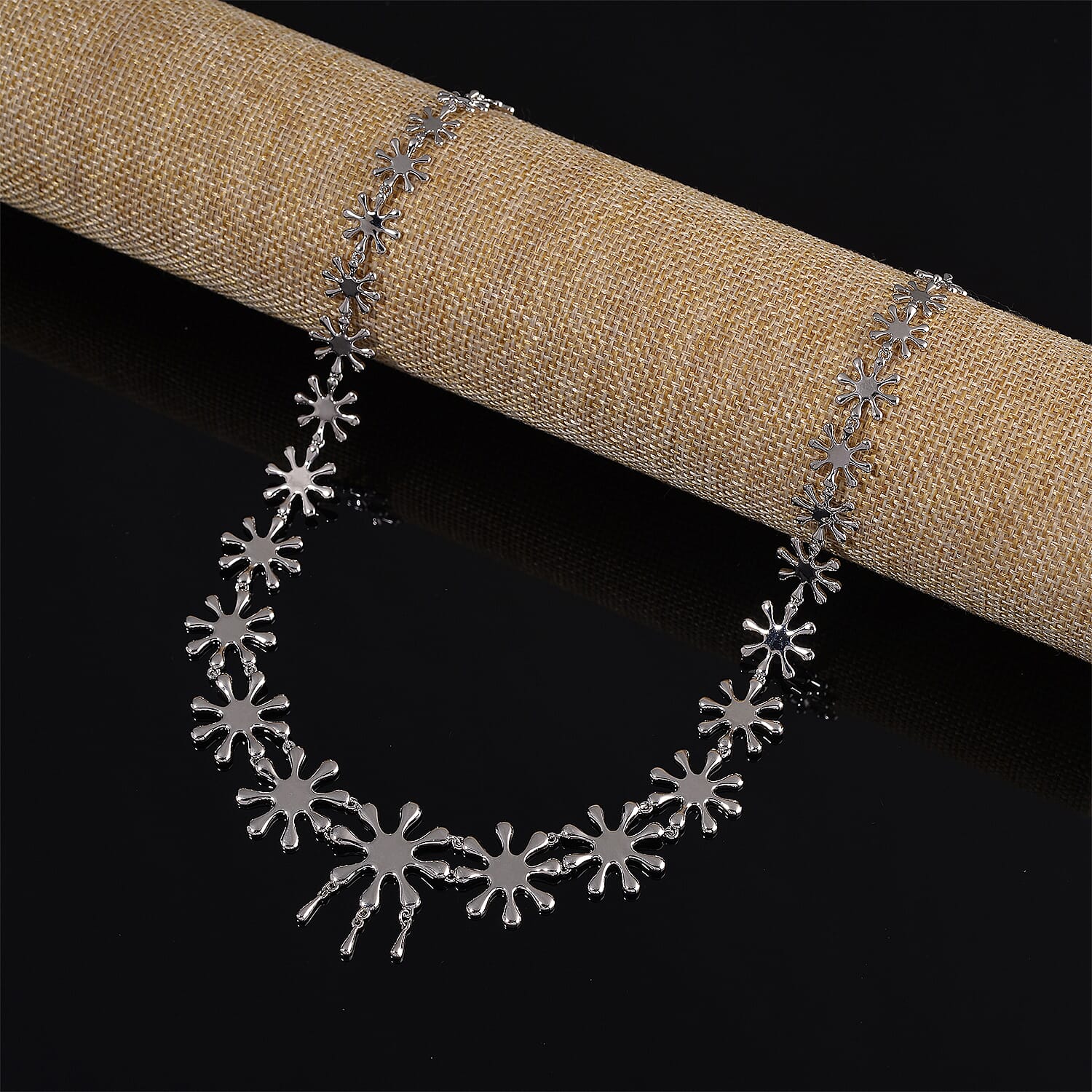 LucyQ Splash Collection - Rhodium Overlay Sterling Silver Necklace (Size 16 - 4 Ext), Silver Wt. 38.55 Gms.