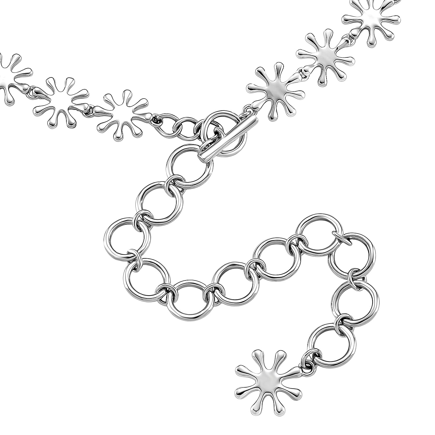LucyQ Splash Collection - Rhodium Overlay Sterling Silver Necklace (Size 16 - 4 Ext), Silver Wt. 38.55 Gms.