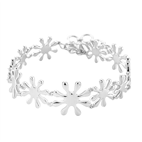 LucyQ Splash Collection - Rhodium Overlay Sterling Silver Bracelet (Size 7 - 1.5 Ext), Silver Wt. 21.50 Gms.