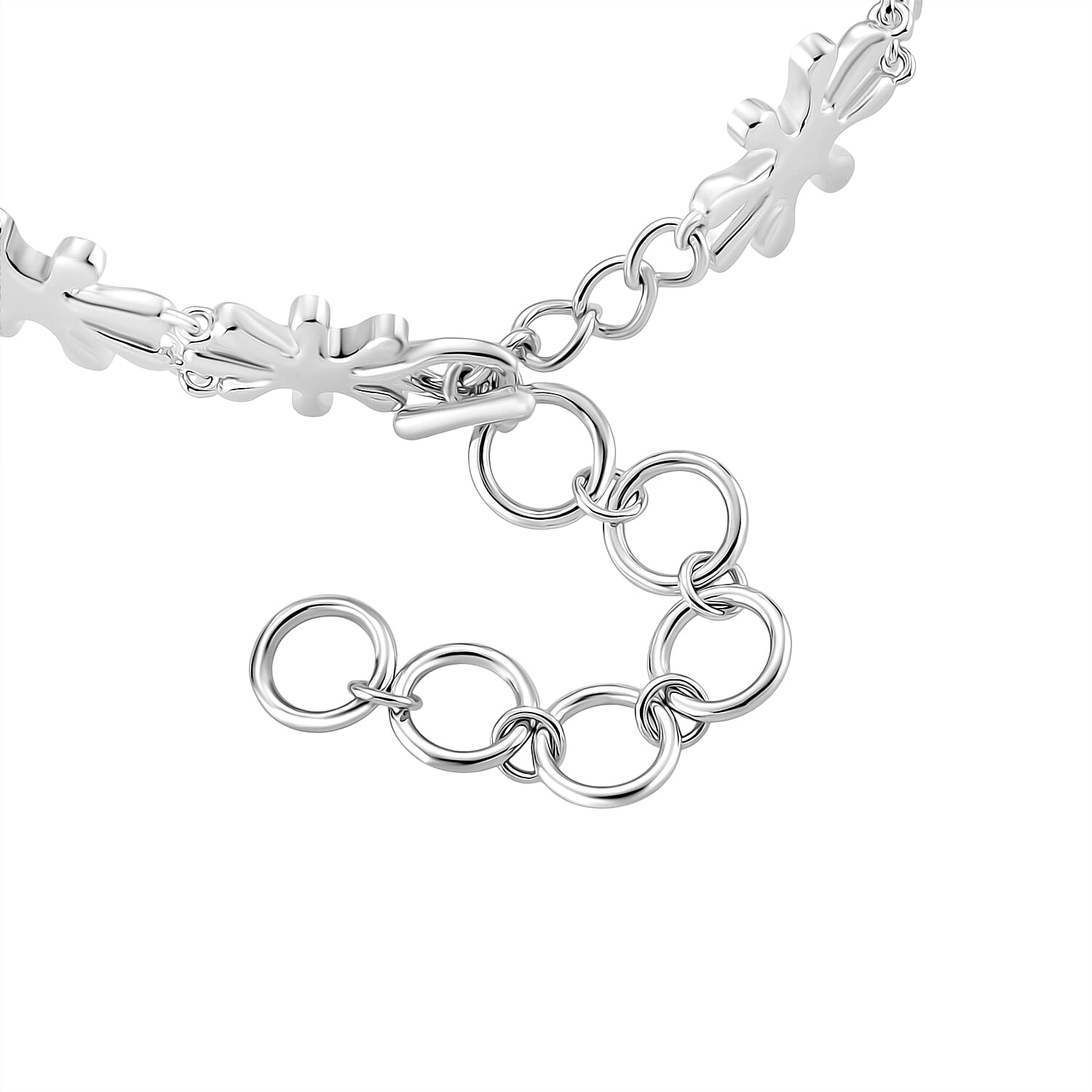 LucyQ Splash Collection - Rhodium Overlay Sterling Silver Bracelet (Size 7 - 1.5 Ext), Silver Wt. 21.50 Gms.