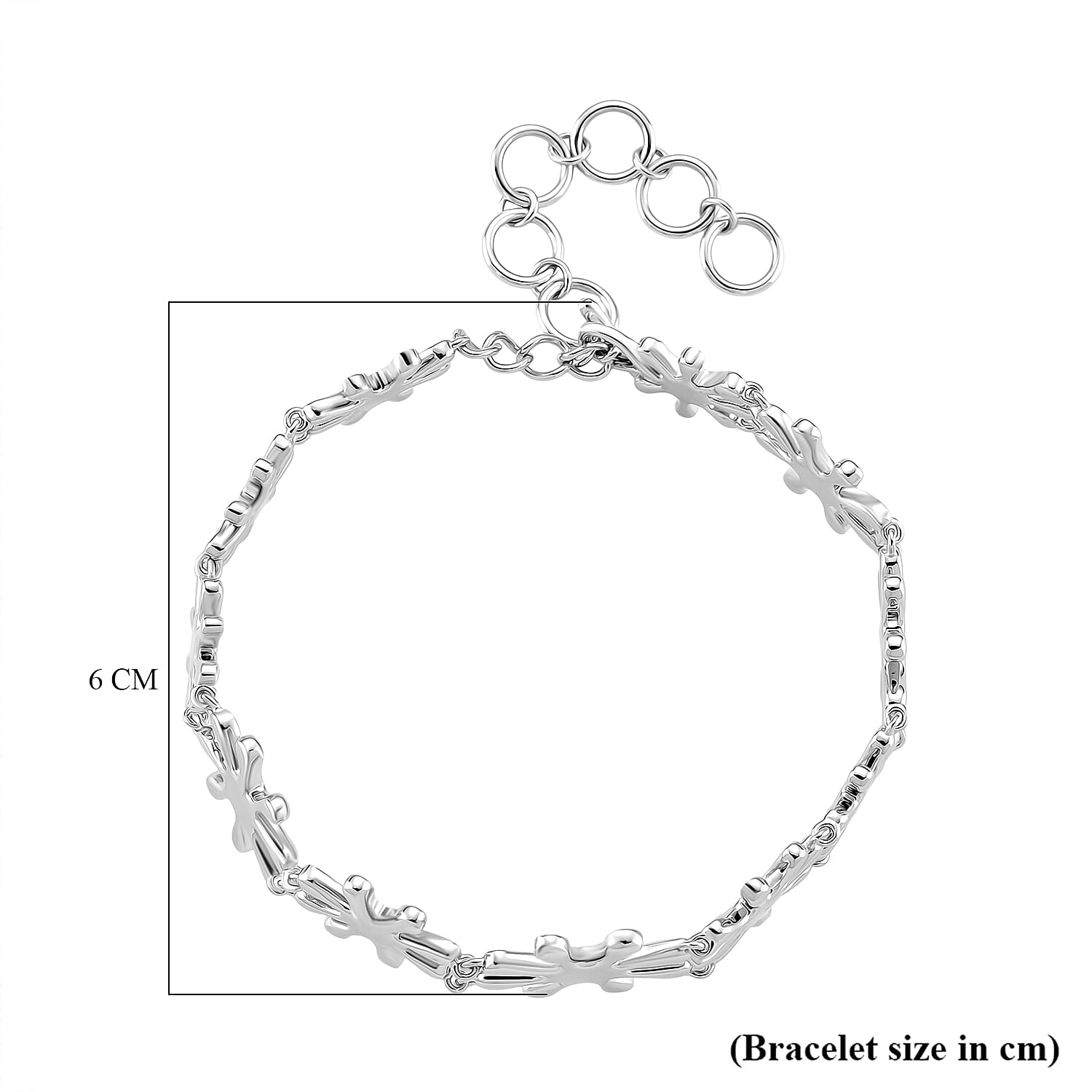 LucyQ Splash Collection - Rhodium Overlay Sterling Silver Bracelet (Size 7 - 1.5 Ext), Silver Wt. 21.50 Gms.