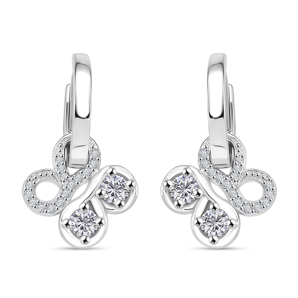 RADIANTA Moissanite - GRA Certified D-VVS1 Moissanite Earring with Hoop in Rhodium Overlay Sterling Silver