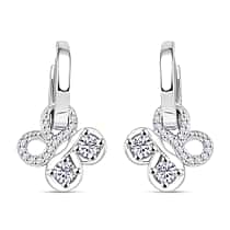 D'joy RADIANTA GRA Certified Moissanite Earring with Hoop in Rhodium Overlay Sterling Silver (D-VVS1)