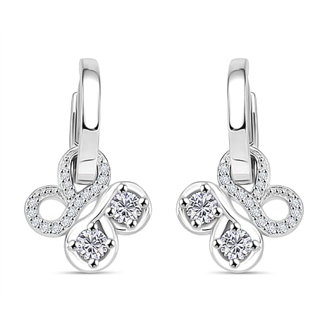 RADIANTA Moissanite - GRA Certified D-VVS1 Moissanite Earring with Hoop in Rhodium Overlay Sterling Silver