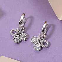 D'joy RADIANTA GRA Certified Moissanite Earring with Hoop in Rhodium Overlay Sterling Silver (D-VVS1)