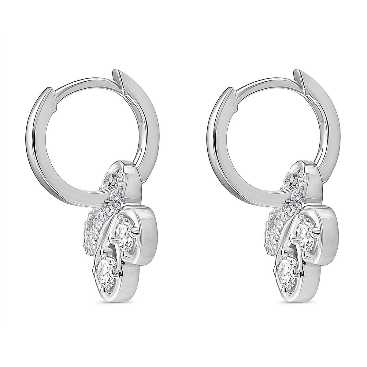 RADIANTA Moissanite - GRA Certified D-VVS1 Moissanite Earring with Hoop in Rhodium Overlay Sterling Silver