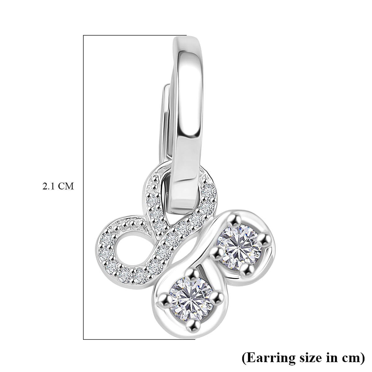 RADIANTA Moissanite - GRA Certified D-VVS1 Moissanite Earring with Hoop in Rhodium Overlay Sterling Silver
