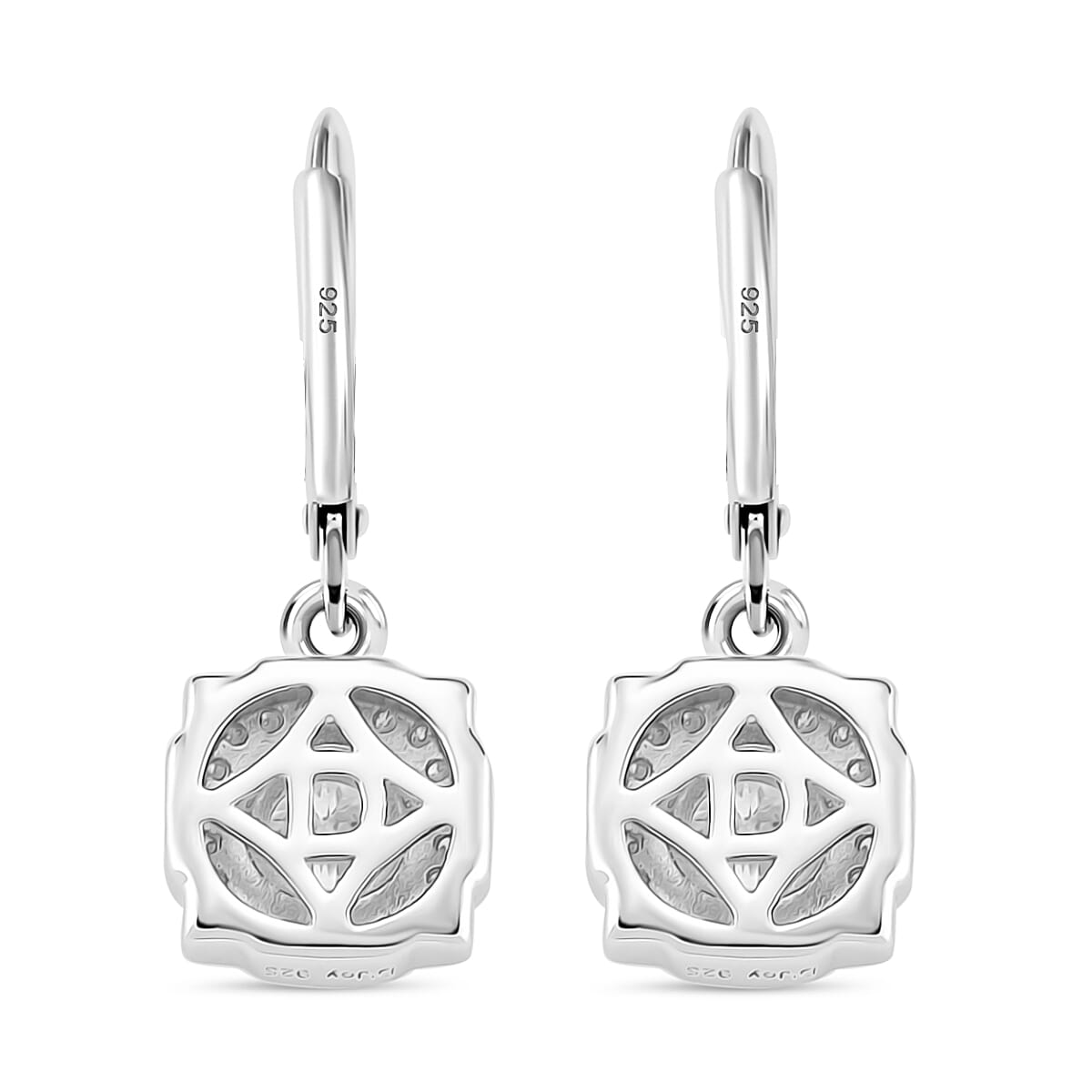 RADIANTA Moissanite - GRA Certified (VVS1-D) Moissanite Dangling Earring with Lever Back in Rhodium Overlay Sterling Silver 1.17 Ct.