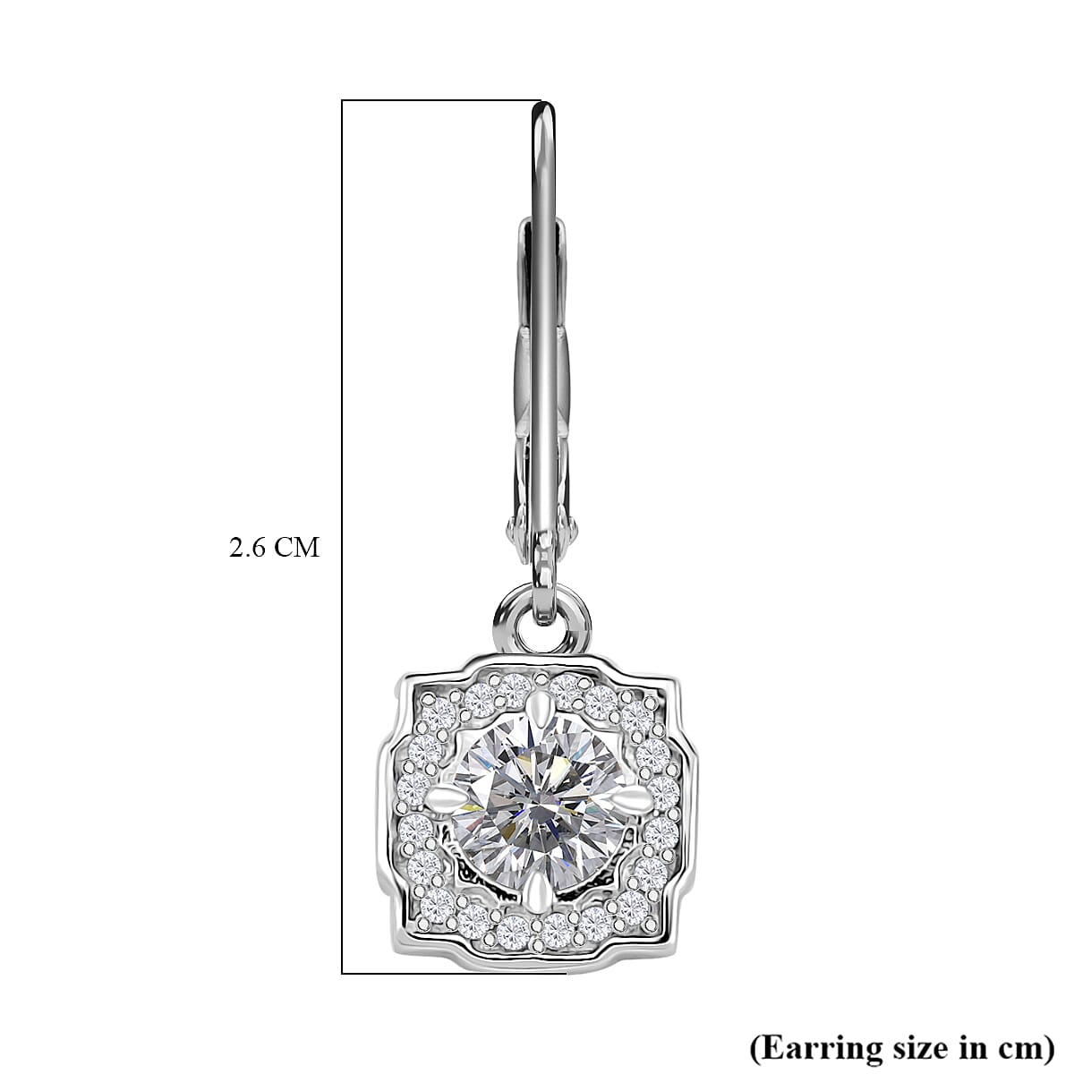RADIANTA Moissanite - GRA Certified (VVS1-D) Moissanite Dangling Earring with Lever Back in Rhodium Overlay Sterling Silver 1.17 Ct.