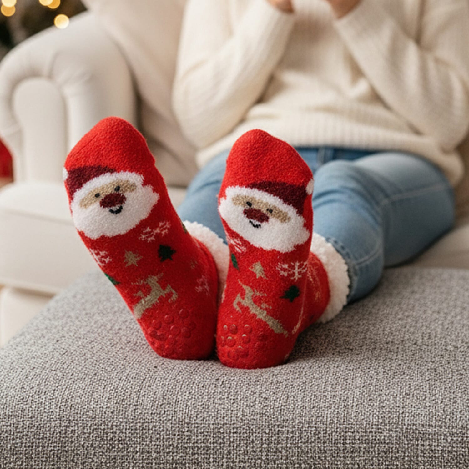 Warm Sherpa Socks - Red & Green