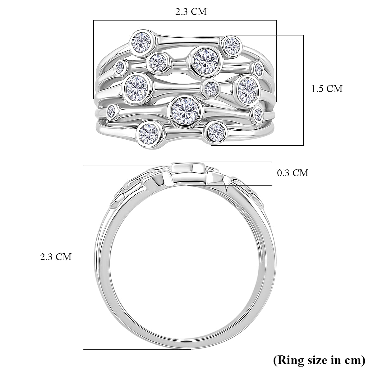 RADIANTA Moissanite - GRA Certified D-VVS1 Moissanite Ring in Rhodium Overlay Sterling Silver, Silver Wt. 6.20 Gms. RADIANTA Moissanite - GRA Certified D-VVS1 Moissanite Ring in Rhodium Overlay Sterling Silver, Silver Wt. 6.20 Gms.