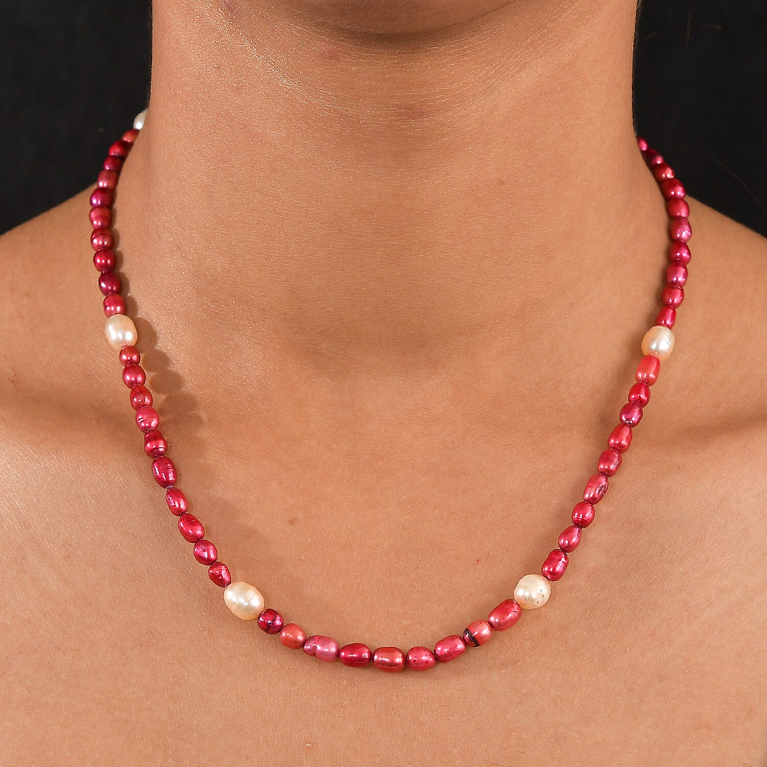 EverTrue - Fresh Water Pearl & Pink Fresh Water Pearl Beads Necklace (Size - 18-2 Ext) 75.00 Ct.