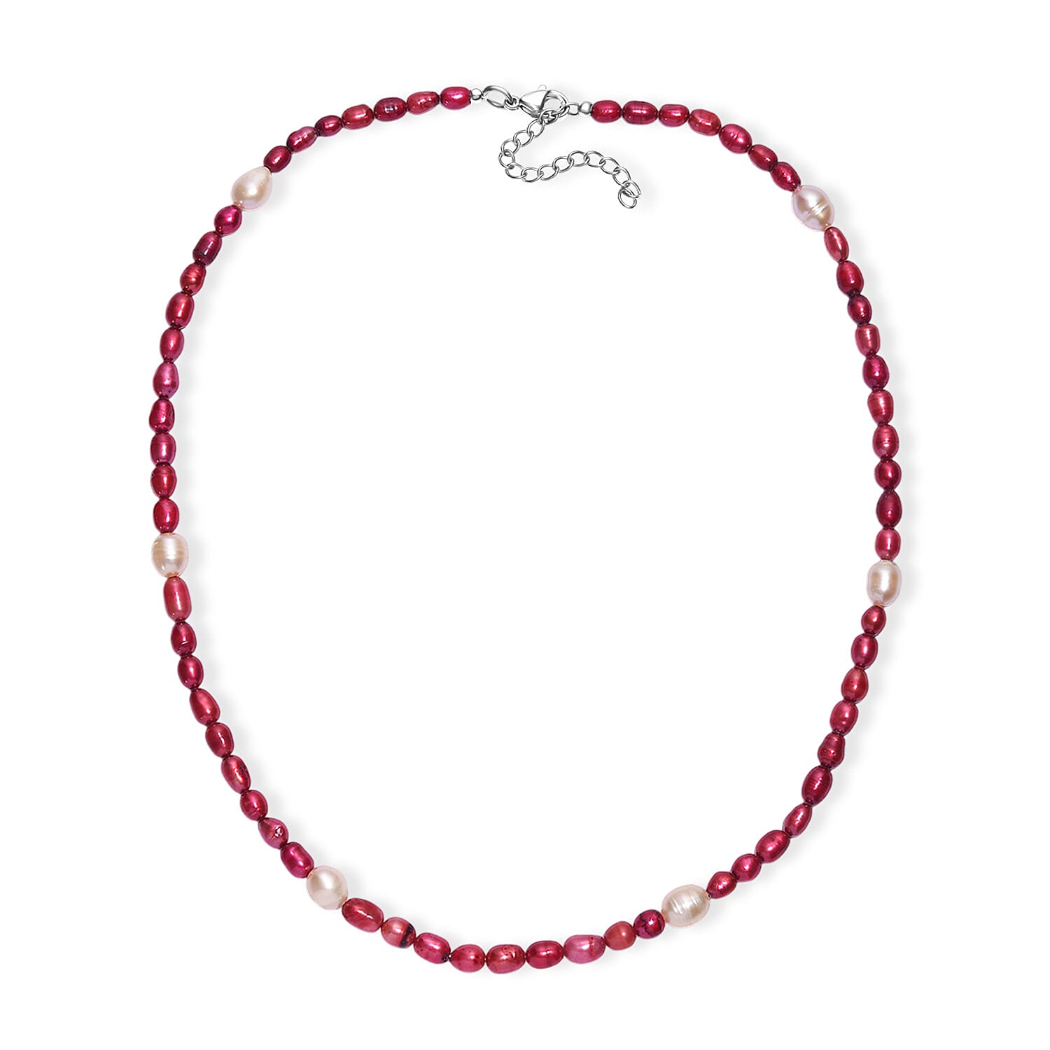 EverTrue - Fresh Water Pearl & Pink Fresh Water Pearl Beads Necklace (Size - 18-2 Ext) 75.00 Ct.