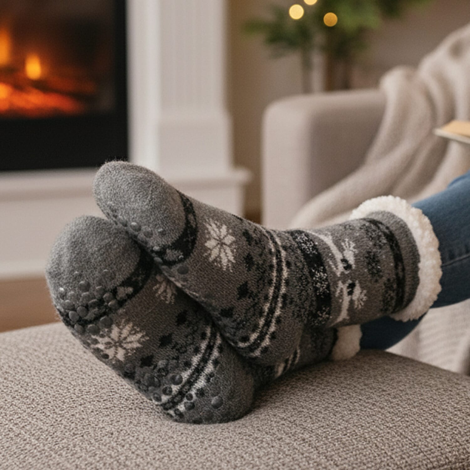 Warm Sherpa Socks - Light Grey