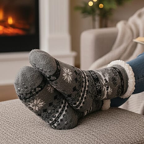 Warm Sherpa Socks - Light Grey