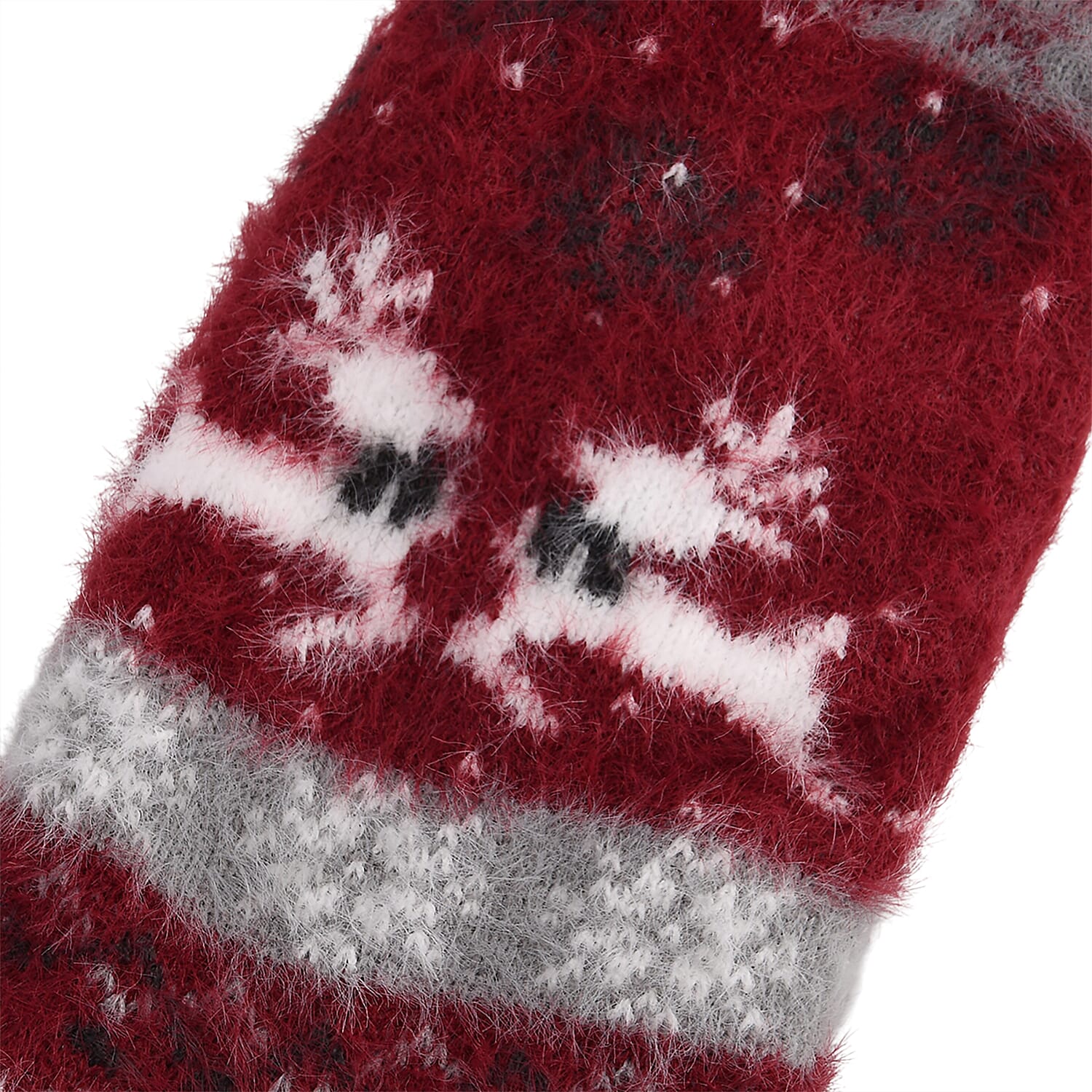 Christmas Pattern Warm Sherpa Socks - Red