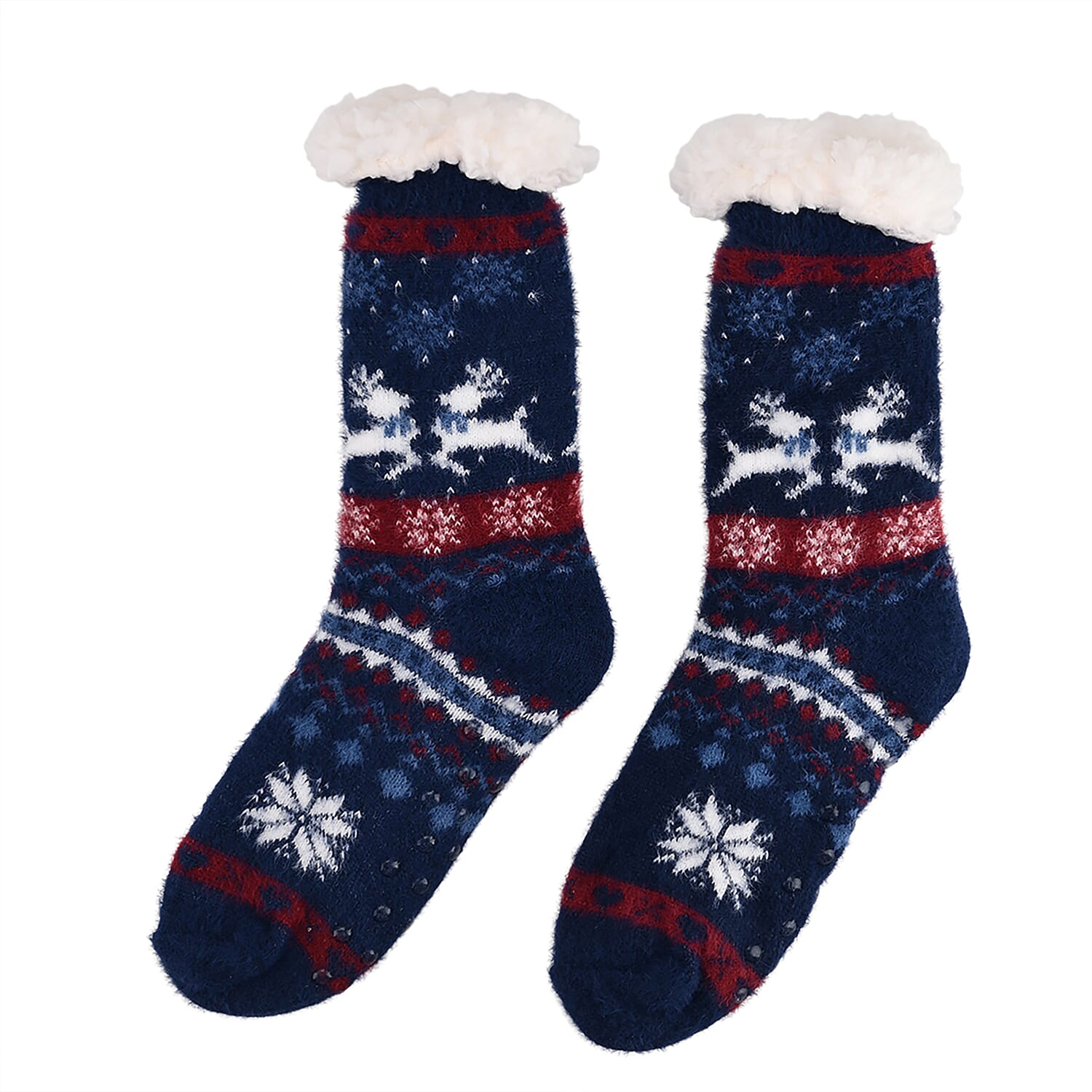 Christmas Pattern Warm Sherpa Socks - Blue