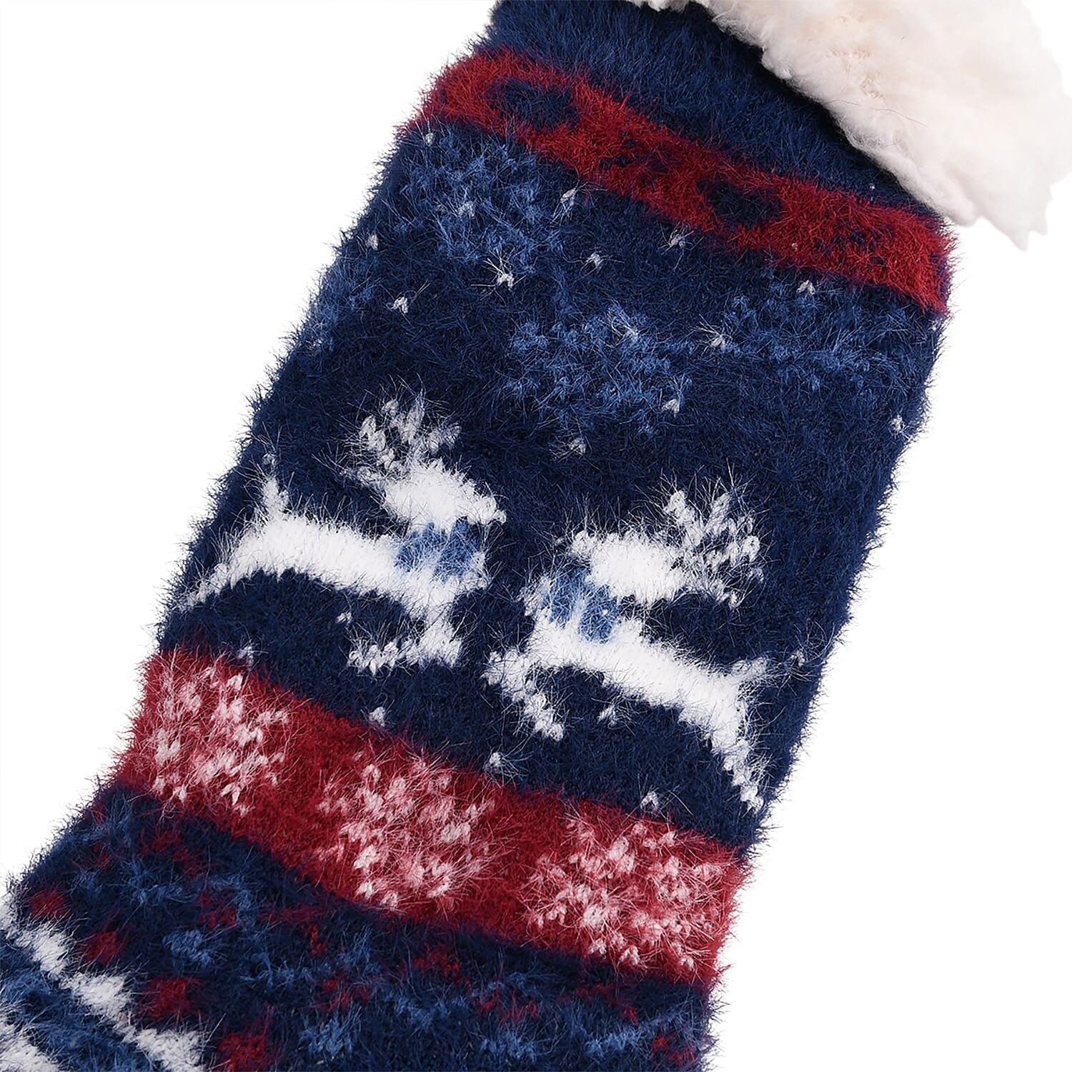 Christmas Pattern Warm Sherpa Socks - Blue