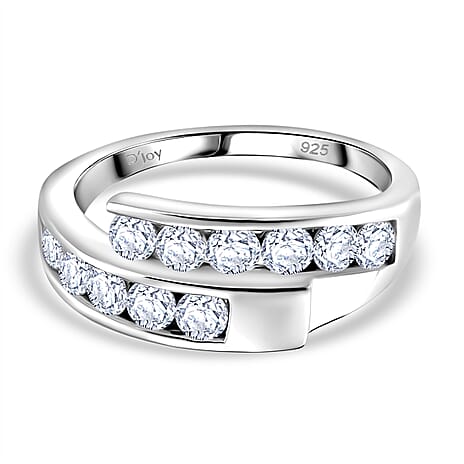 Djoy RADIANTA Moissanite - GRA Certified D-VVS1 Moissanite Ring in Rhodium Overlay Sterling Silver 1.10 Ct.