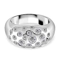 D'joy RADIANTA GRA Certified 1.28 Ct. Moissanite Dome Ring in Rhodium Overlay Sterling Silver (VVS1-D)