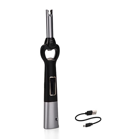 2-in-1 Bottle Opener - Electronic Lighter with Display - Silver