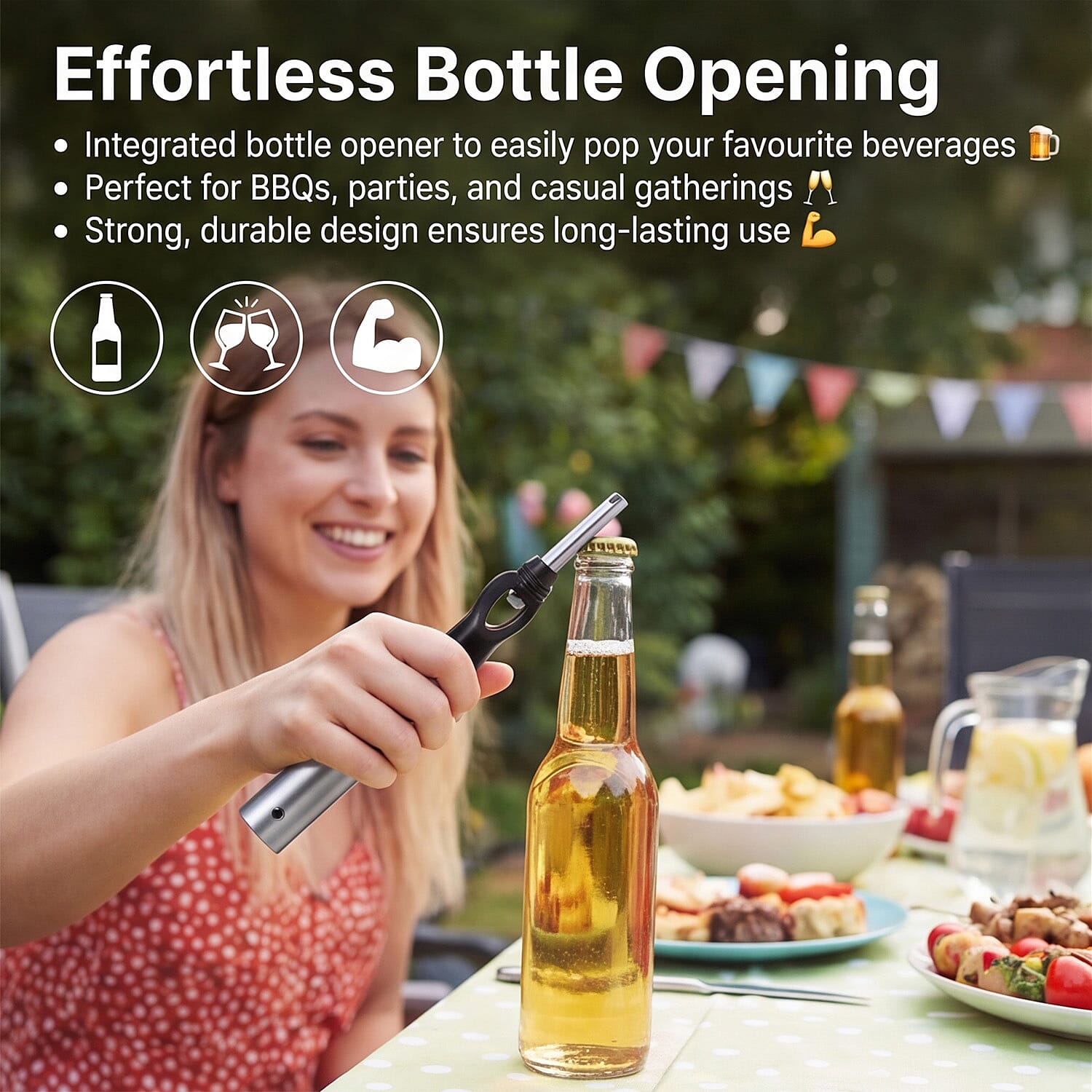 2-in-1 Bottle Opener - Electronic Lighter with Display - Silver