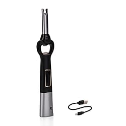 2-in-1 Bottle Opener - Electronic Lighter with Display - Silver