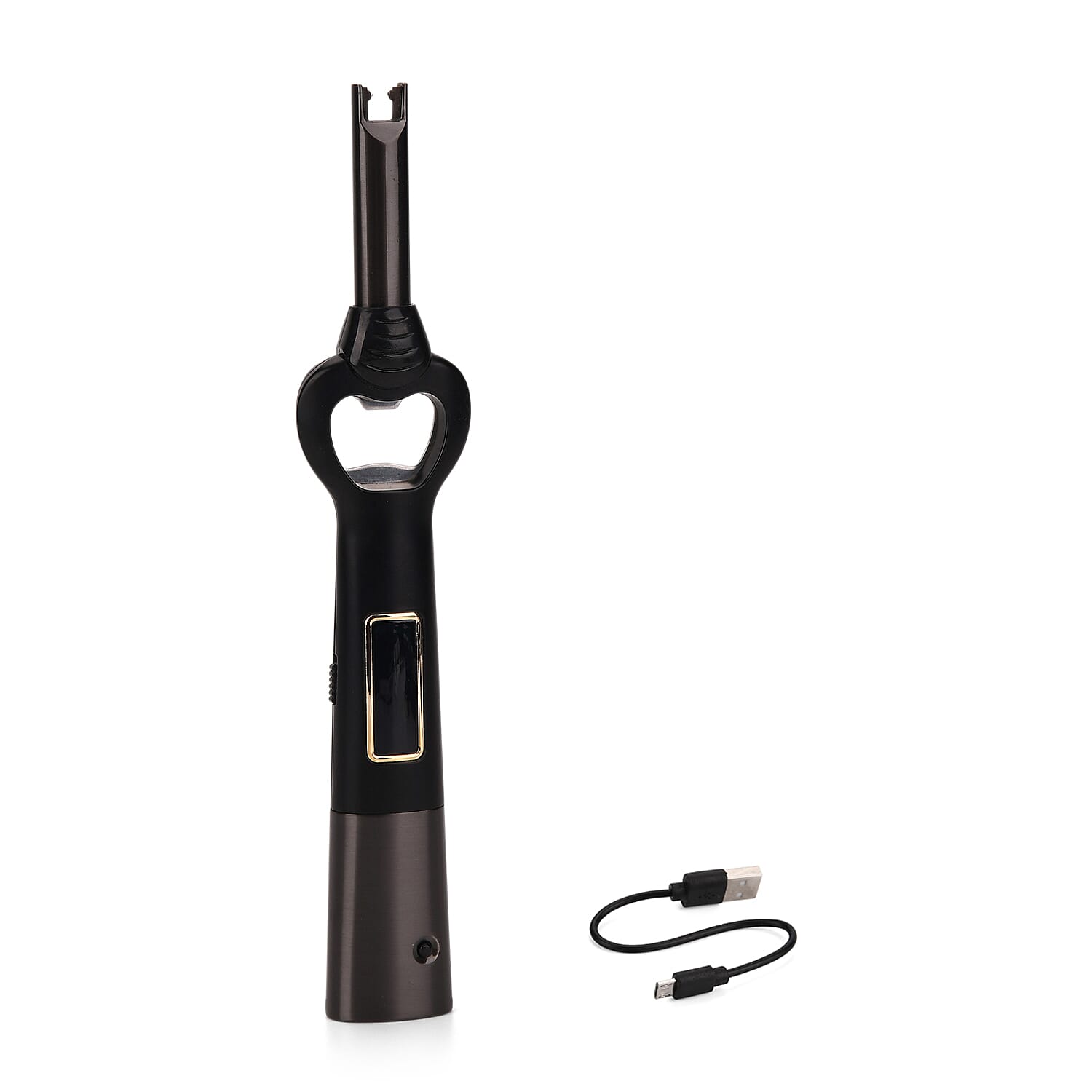 2-in-1 Electronic Lighter and Bottle Opener with Display - Black