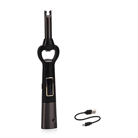 2-in-1 Electronic Lighter and Bottle Opener with Display - Black