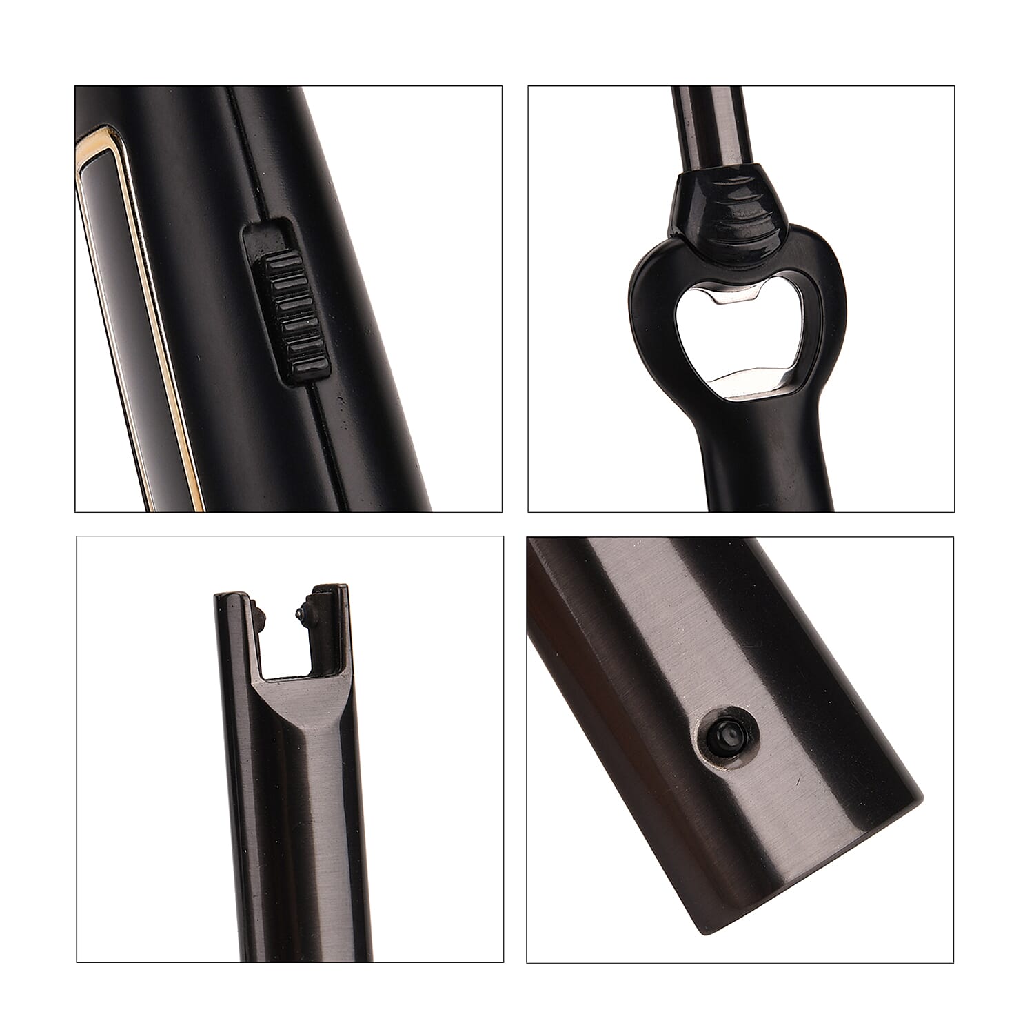 2-in-1 Electronic Lighter and Bottle Opener with Display - Black