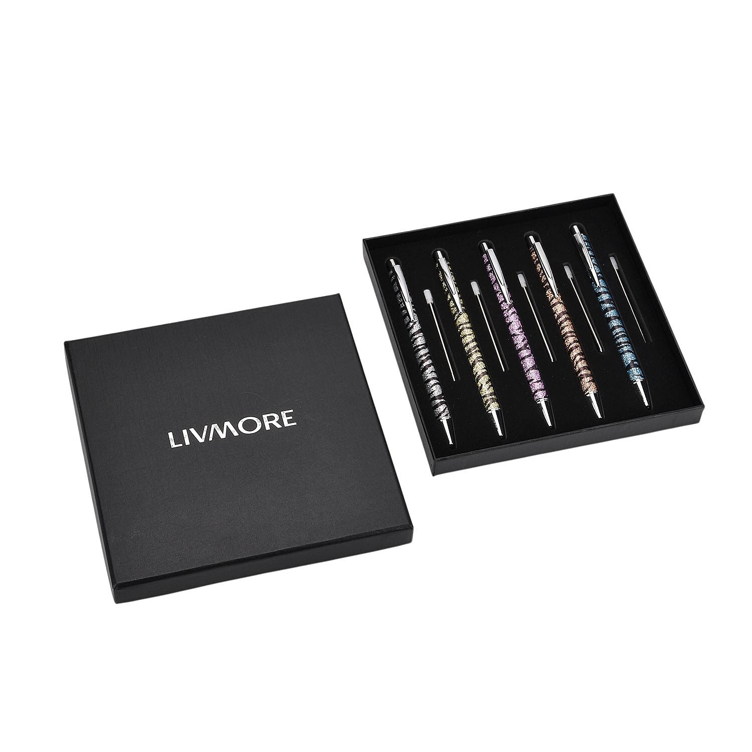 LIVMORE Set of 5 Zebra Ballpoint Pens With Refils - Presented in a Gift Box