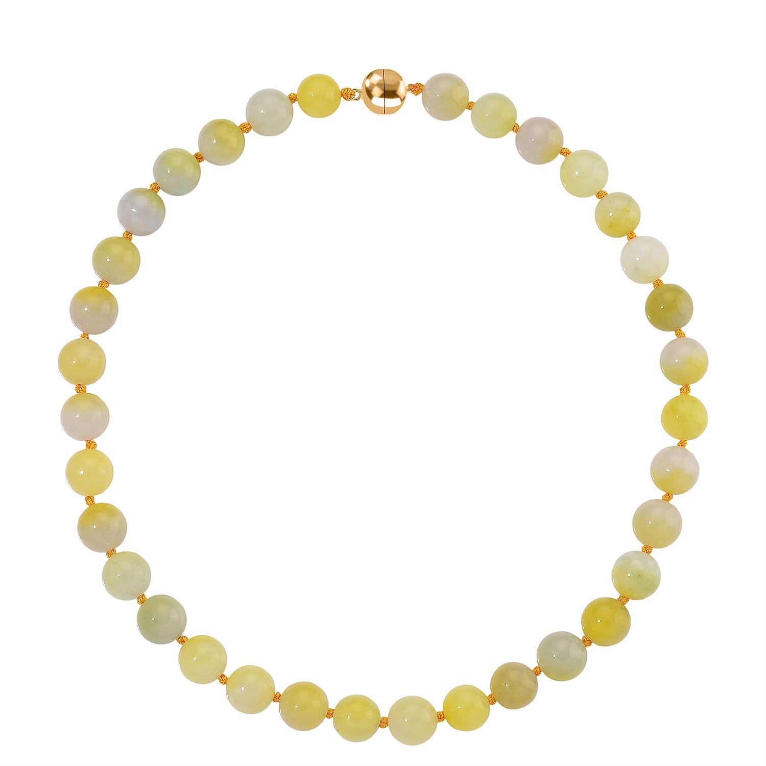 First Time Ever - Bi - Color Jade Necklace (Size - 20) in Yellow Gold Plating Sterling Silver 510.00 Ct.