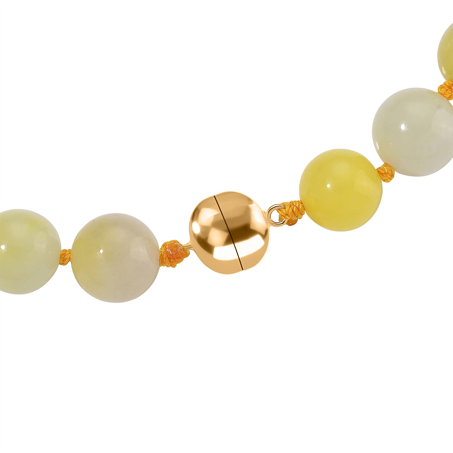 First Time Ever - Bi - Color Jade Necklace (Size - 20) in Yellow Gold Plating Sterling Silver 510.00 Ct.
