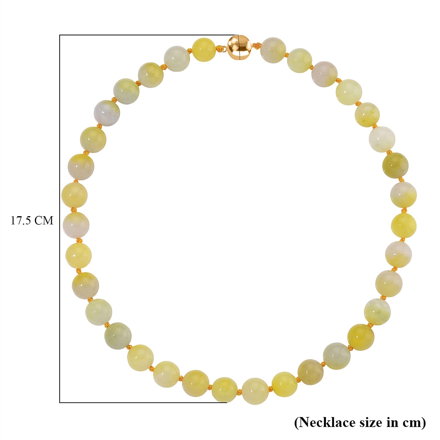 First Time Ever - Bi - Color Jade Necklace (Size - 20) in Yellow Gold Plating Sterling Silver 510.00 Ct.