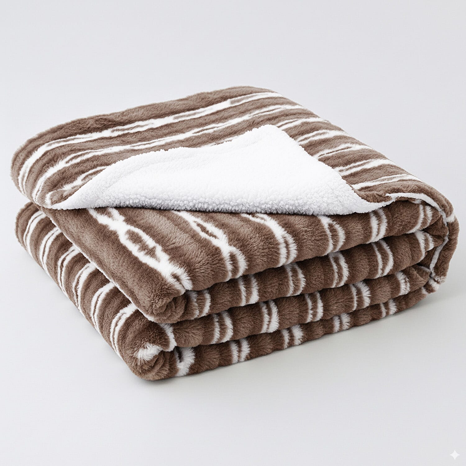 Luxury Pick - Sumptuously Super Soft Double Layered Sherpa Super Large Faux Rabbit Fur Blanket 680 GSM (200 x 150 cm) - Brown & White