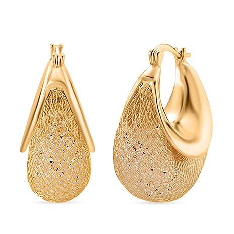 Austrian White Crystal Earrings with Clasp in Yellow Gold Plated