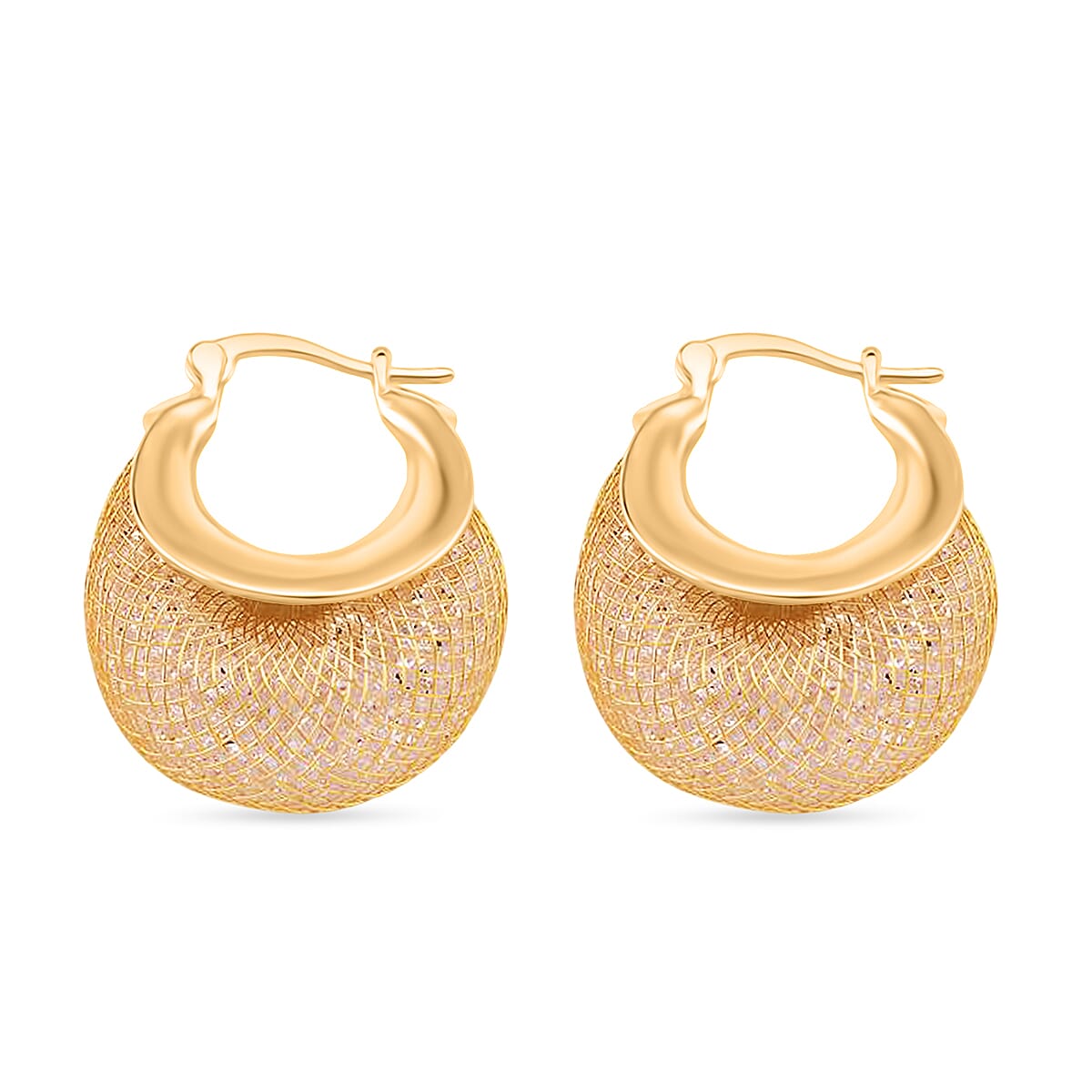 Austrian White Crystal Earrings with Clasp in Yellow Gold Plated