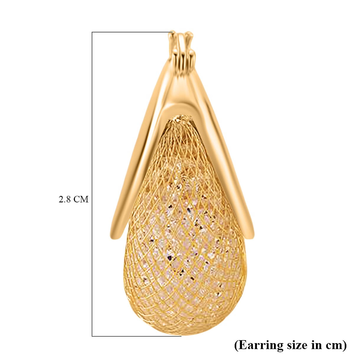 Austrian White Crystal Earrings with Clasp in Yellow Gold Plated