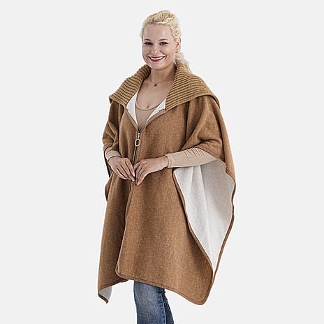 La Marey Zippered Poncho (One Size) - Brown