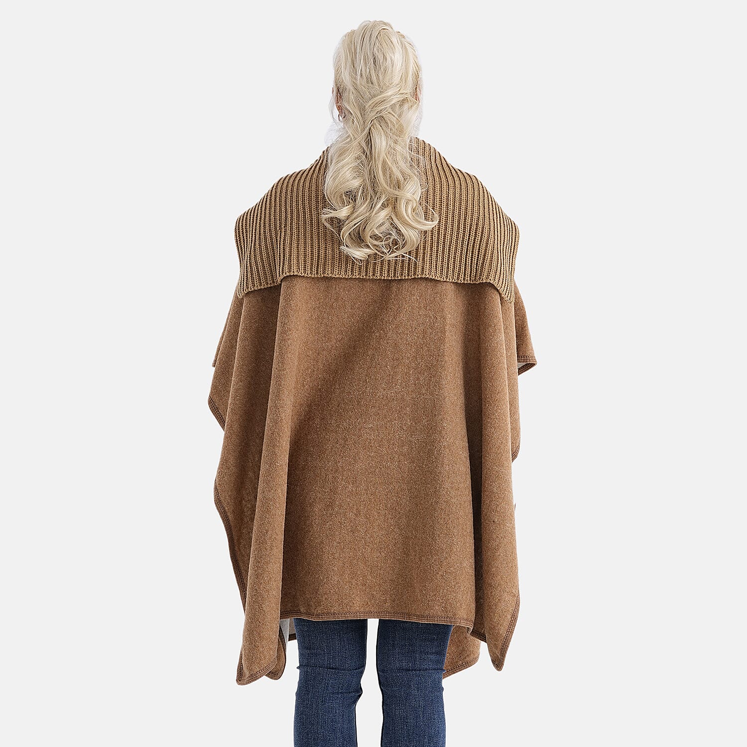 La Marey Zippered Poncho (One Size) - Brown