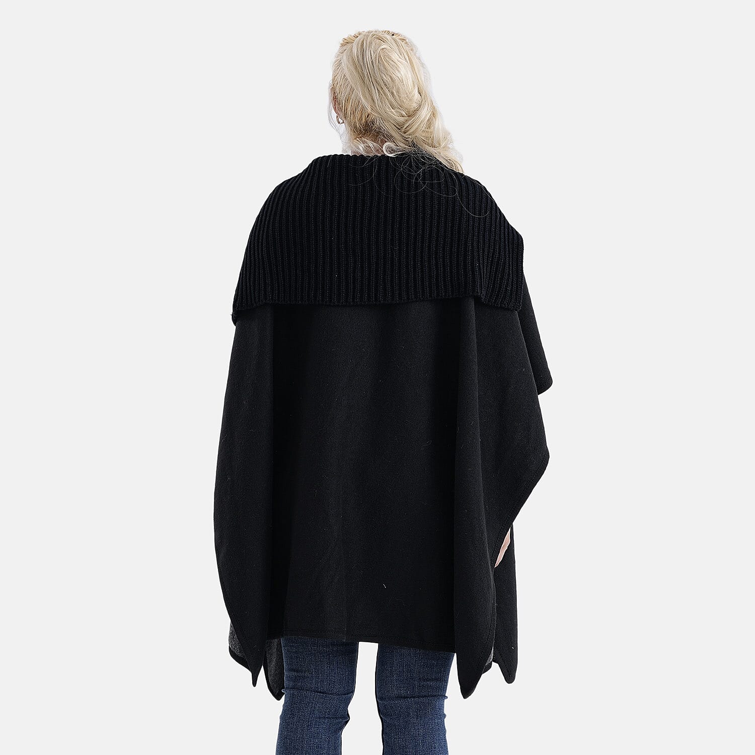 La Marey Zippered Poncho (One Size) - Black