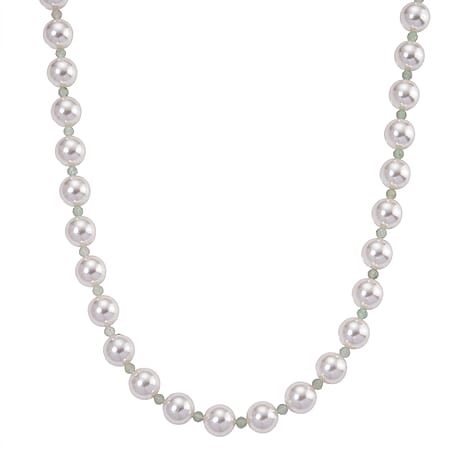 White Shell Pearl & Green Aventurine Necklace (Size 20 - 2 Ext) 349.00 Ct.