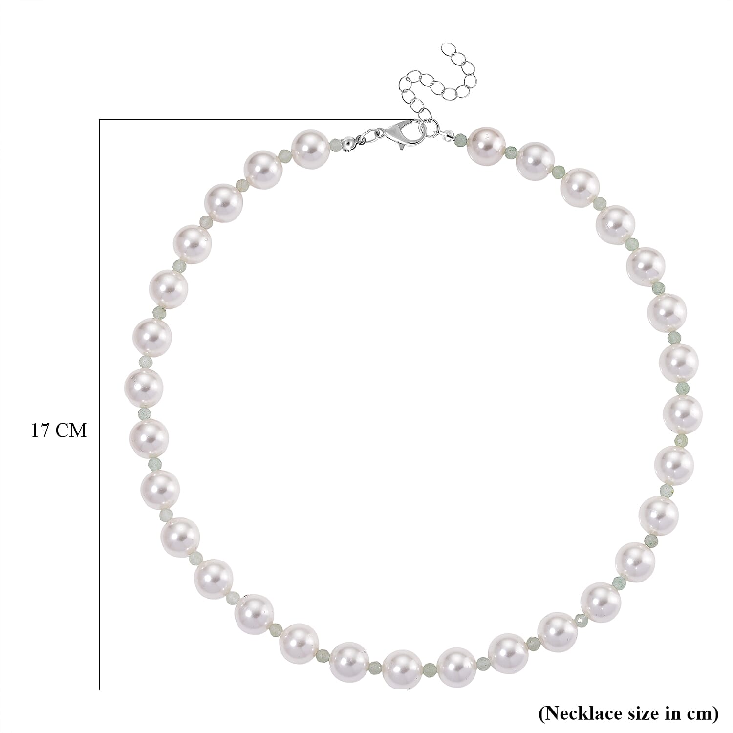 White Shell Pearl & Green Aventurine Necklace (Size 20 - 2 Ext) 349.00 Ct.