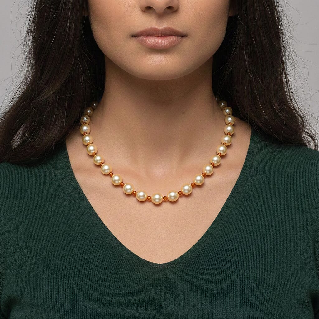 Golden Shell Pearl & Yellow Aventurine Necklace (Size 20 - 2 Ext) 349.00 Ct.