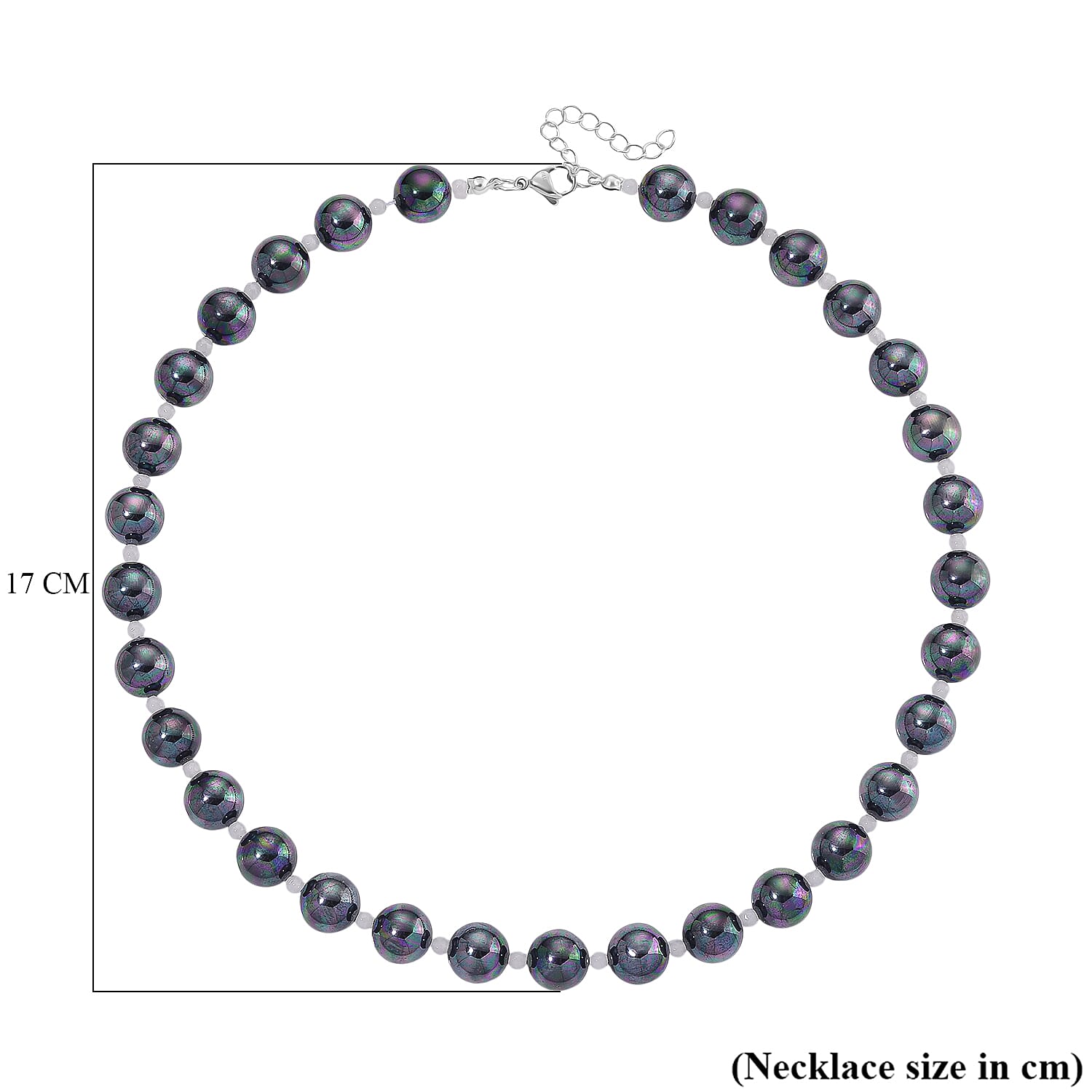 Peacock Color Shell Pearl & White Crystal Quartz Necklace (Size 20 - 2 Ext) 349.00 Ct.