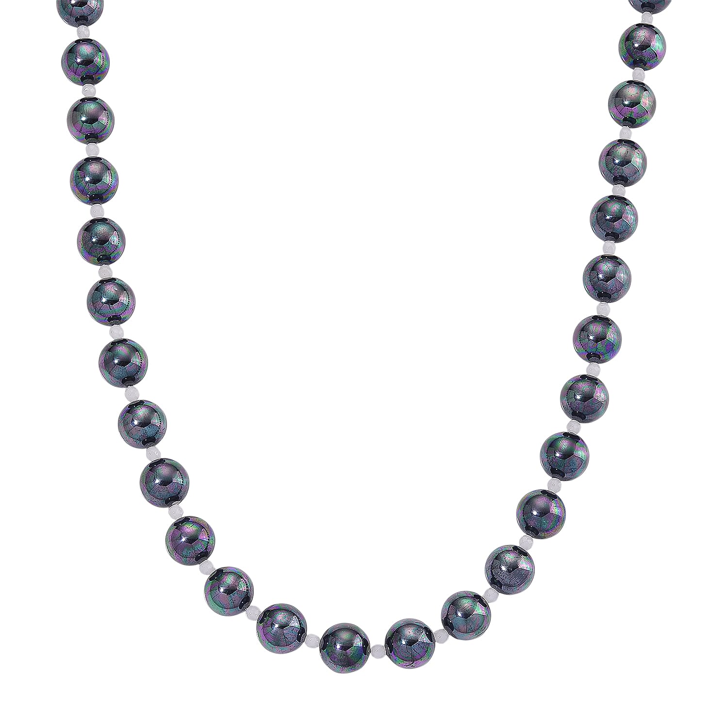 Peacock Color Shell Pearl & White Crystal Quartz Necklace (Size 20 - 2 Ext) 349.00 Ct.